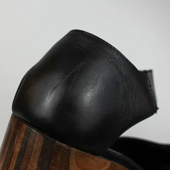 Celine Black Suede Platform Wavy Wood Block Heeled Buckle Sandal - FR 39/US 9 - Picture 10 of 12